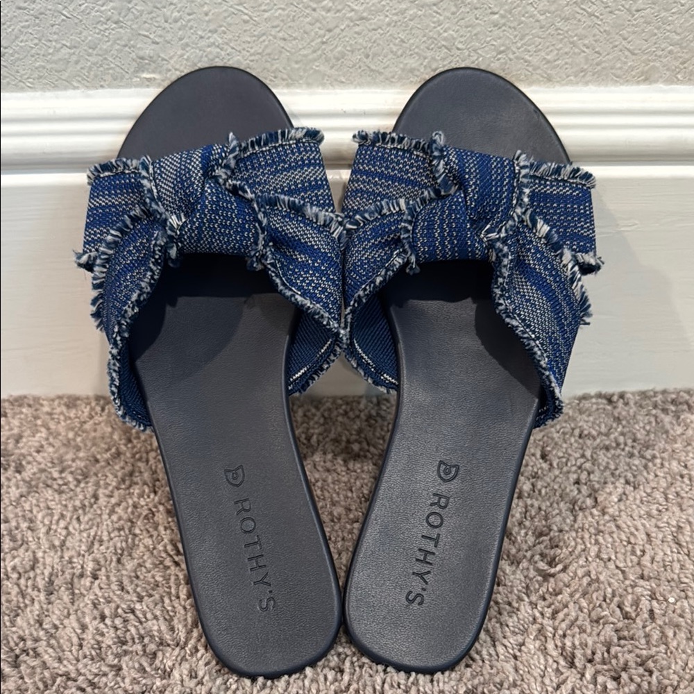 Rothy's Knot Sandals in Indigo Fringe